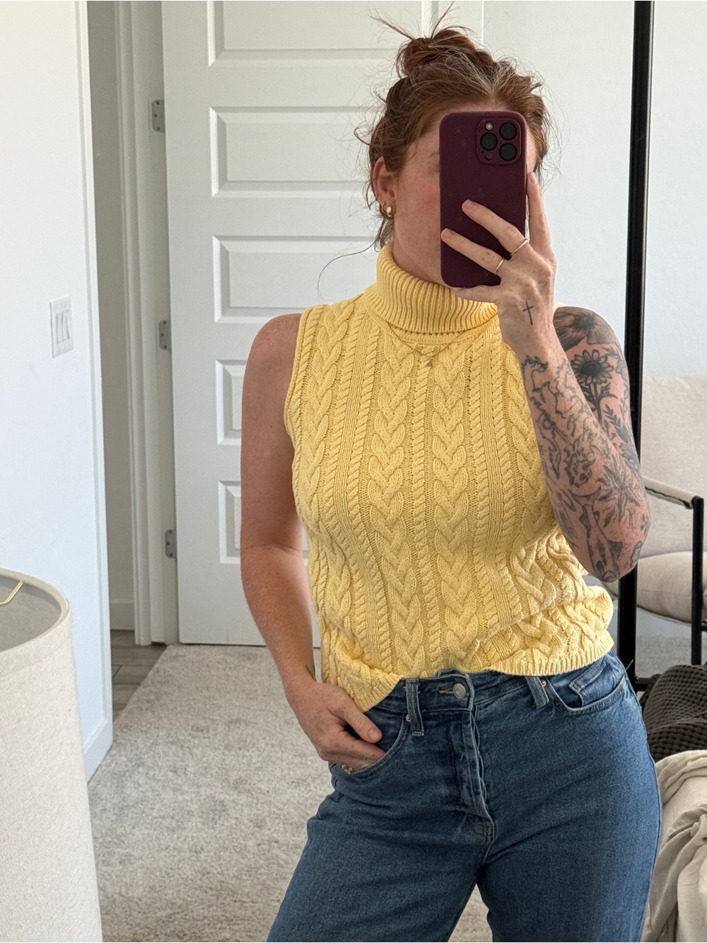 Butter yellow, Cottagecore sweater vest